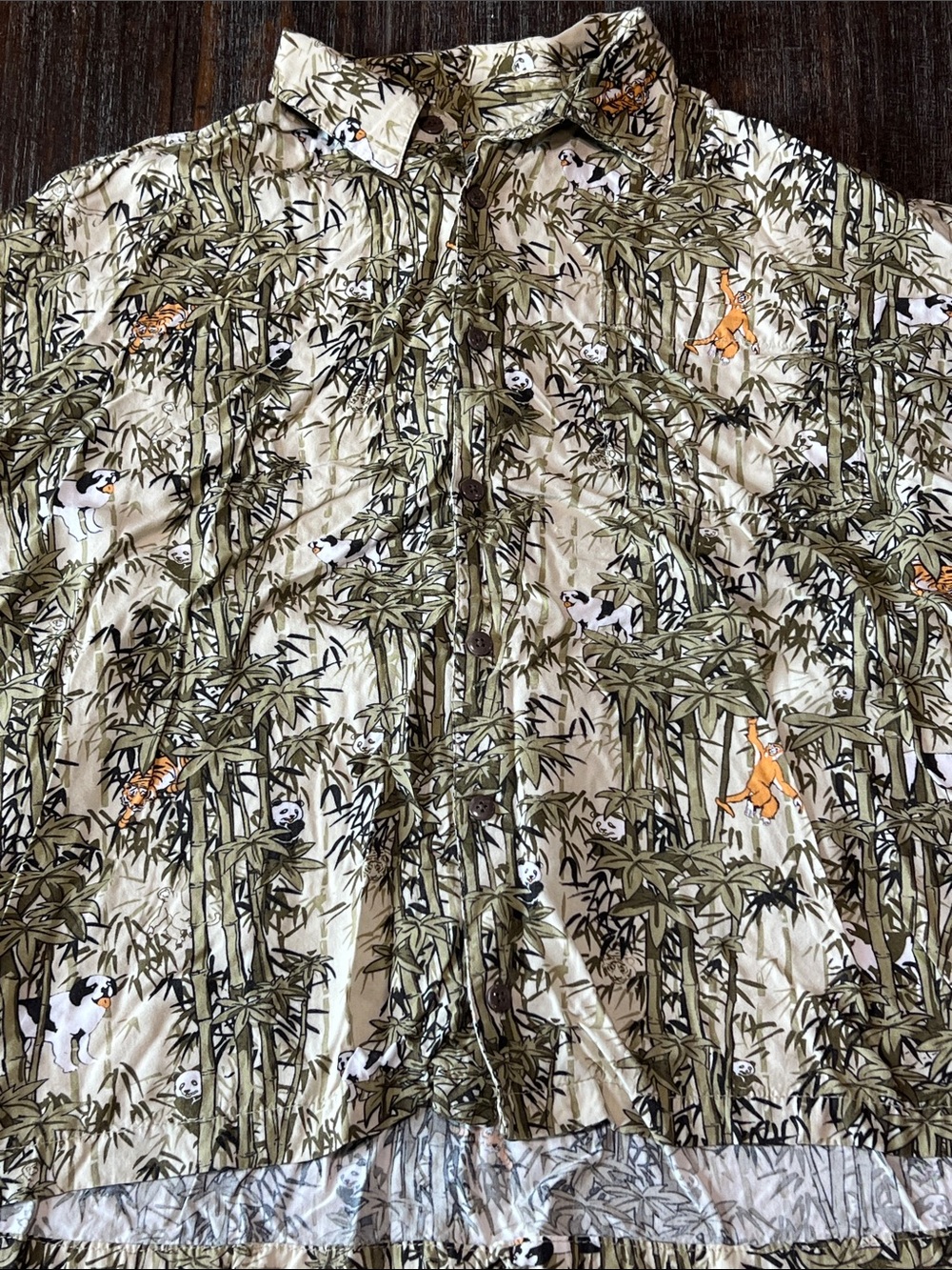 Vinrage Big Dogs Bamboo & Panda Print Shirt in Olive, White, Black, Orange